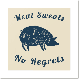 Meat Pun - Meat sweats no Regrets Pig Posters and Art